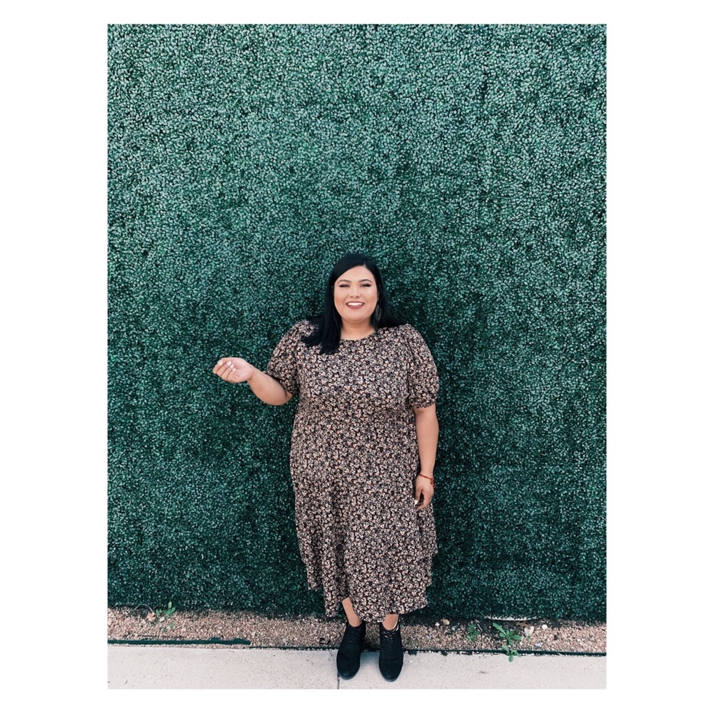 Ava & Viv floral print knit tiered dress